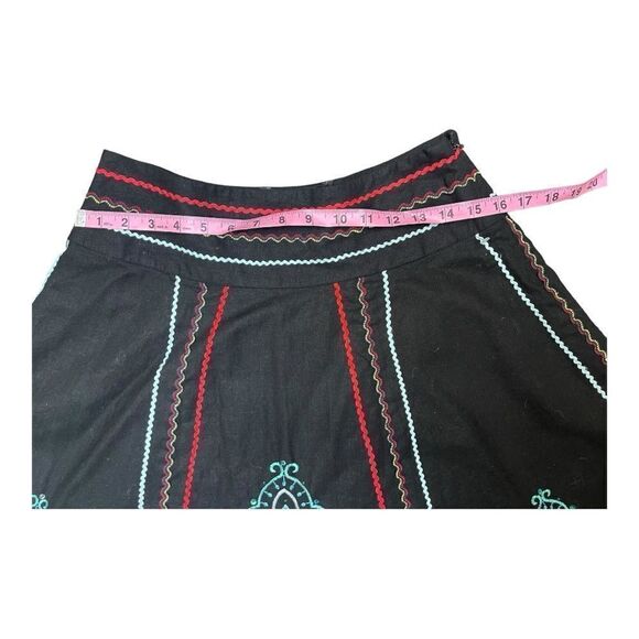 Saint Tropez West Linen Blend A Line Boho Embroidered Lined Side Zipper Skirt 4 - Picture 2 of 6